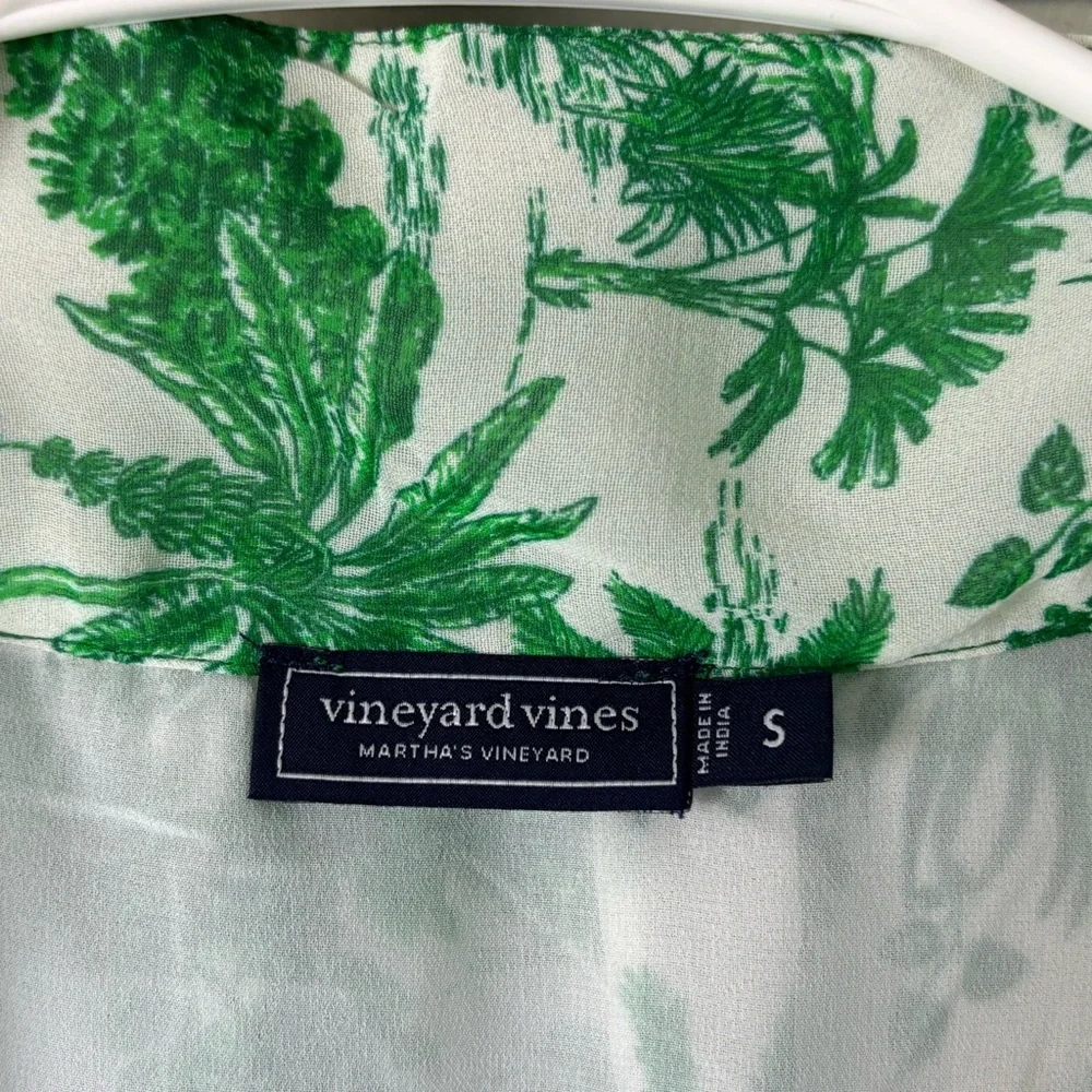 Vineyard Vines S Marthas Vineyard Tropical Toile Tie-Neck Midi Dress Green/White - Picture 12 of 16